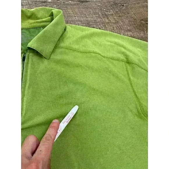 Patagonia Men's Quarter Zip Short Sleeve Polo Shirt Green Stretch L Outdoor - Picture 7 of 13